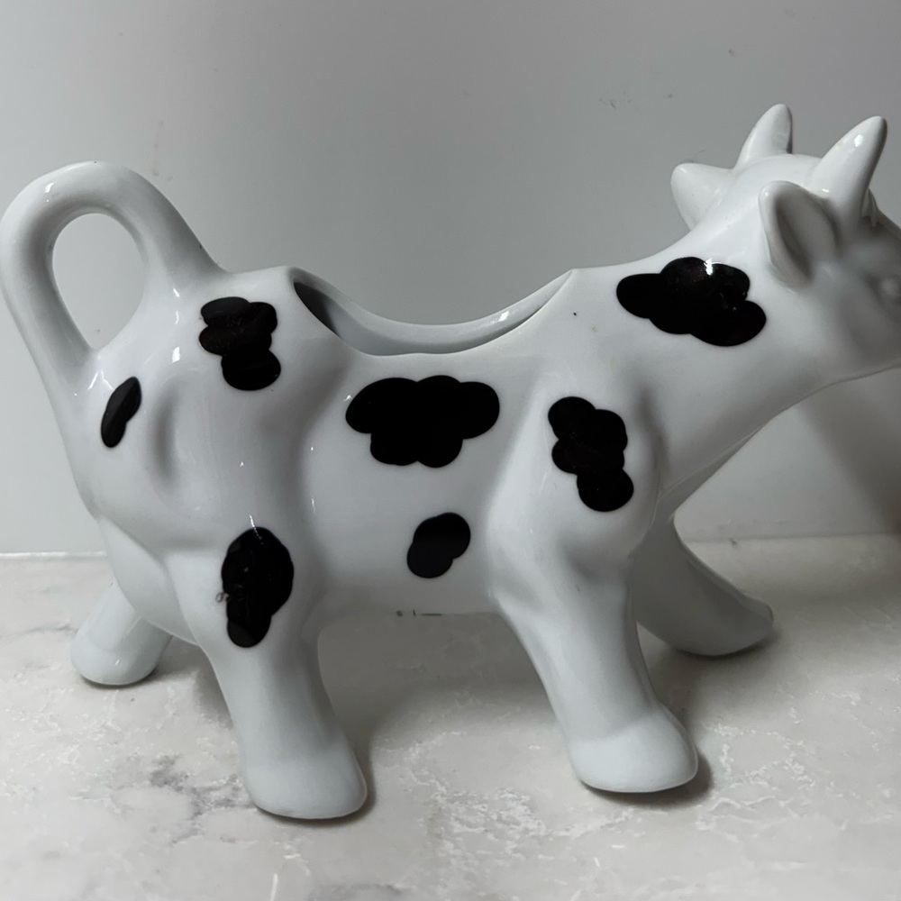 Pier 1 Black and White Ceramic Cow Creamer